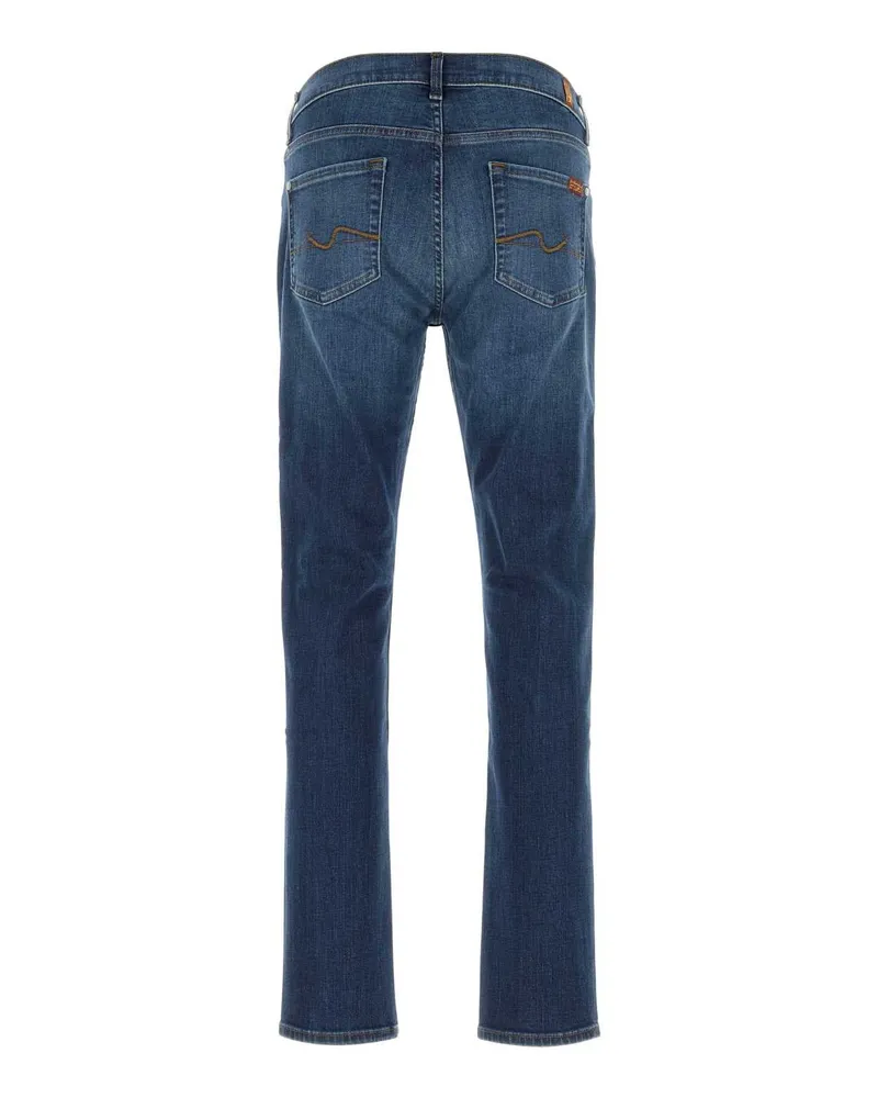 7 for all mankind Men's Stretch Denim Slimmy Tapered Jeans Blue Exterior: Cotton Elastane Blue