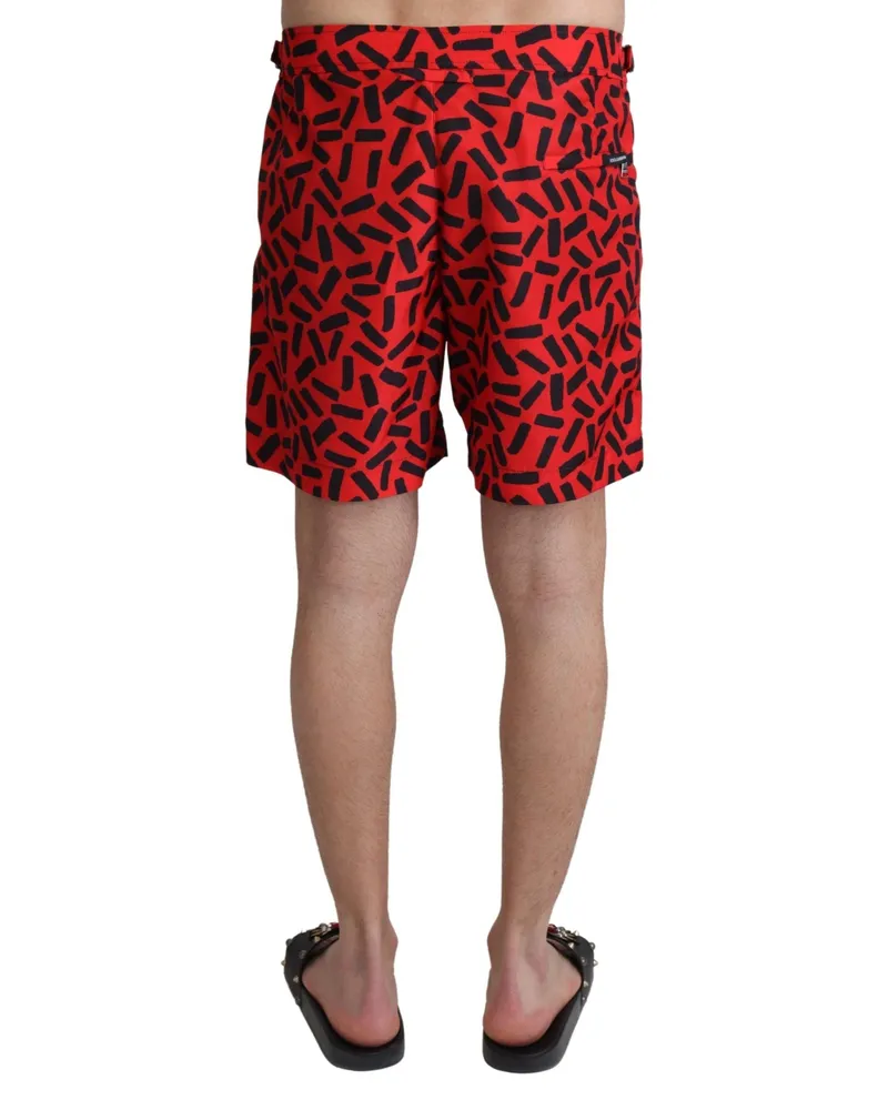 Dolce & Gabbana Men Red Patterned Beachwear Shorts Swimwear Polyester Red
