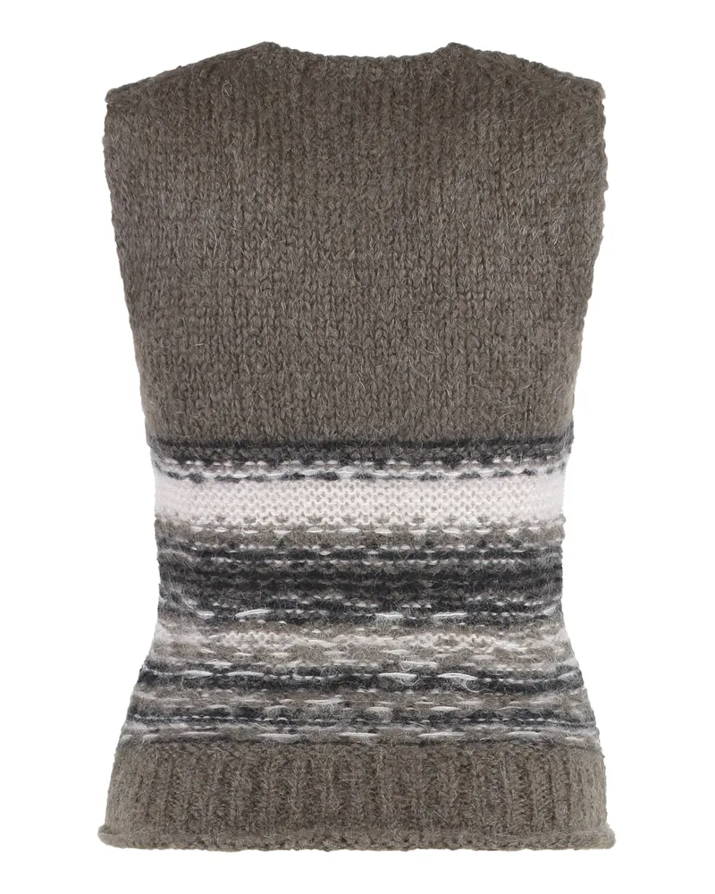 Our Legacy Women's Knit Gilet With Fairisle Knitting Mohair Knitwear Sweater Gray