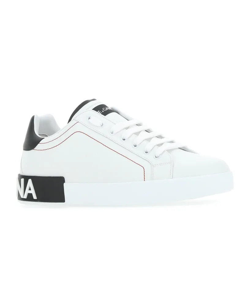 Dolce & Gabbana Men's White Nappa Leather Portofino Sneakers Bianconero Vitello White