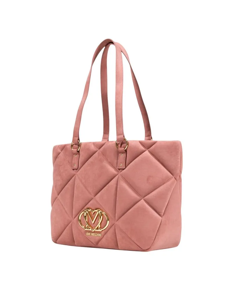 Moschino Women's Pink Suede Leather Handbag Bag Pink