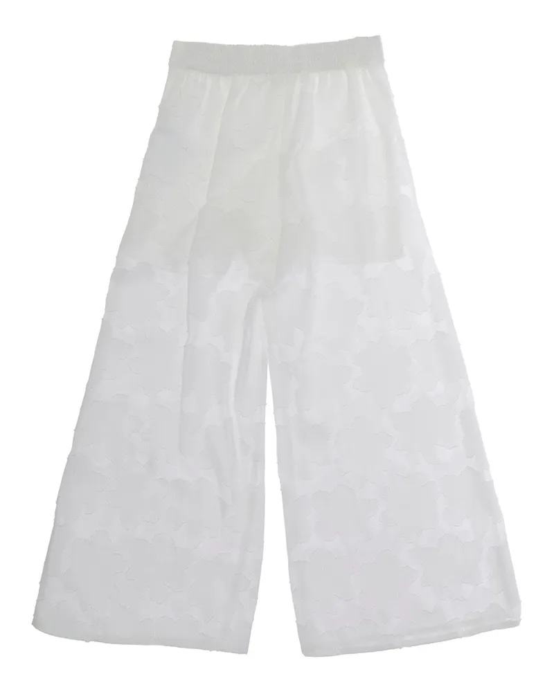 Monnalisa Trousers For Girls White Metallic Heart Polyester White