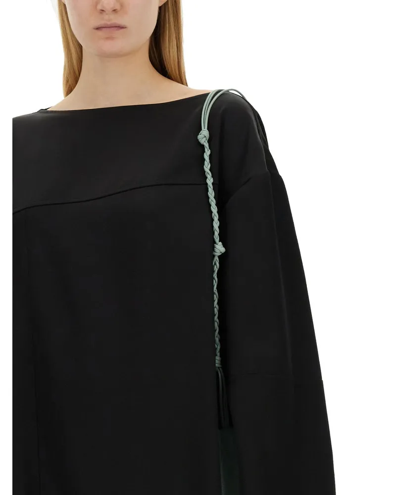 Jil Sander Asymmetrical Viscose Silk Blouse — Black Black