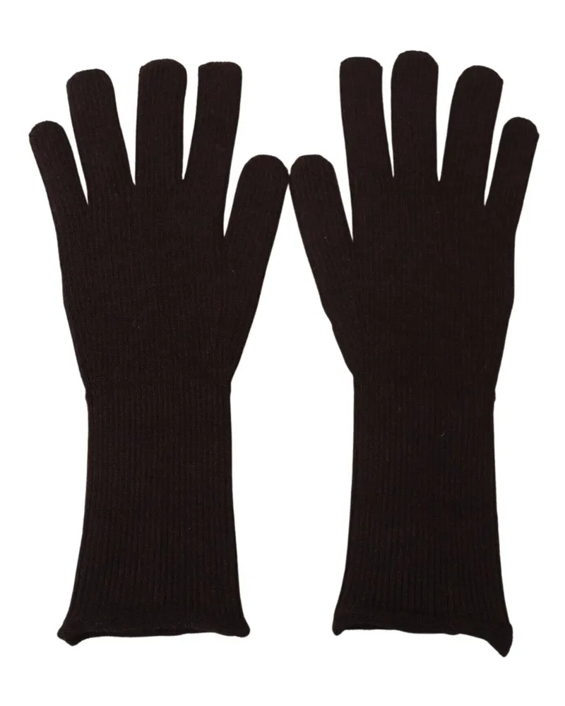 Dolce & Gabbana Brown Cashmere Silk Hands Mitten Mens Gloves Brown