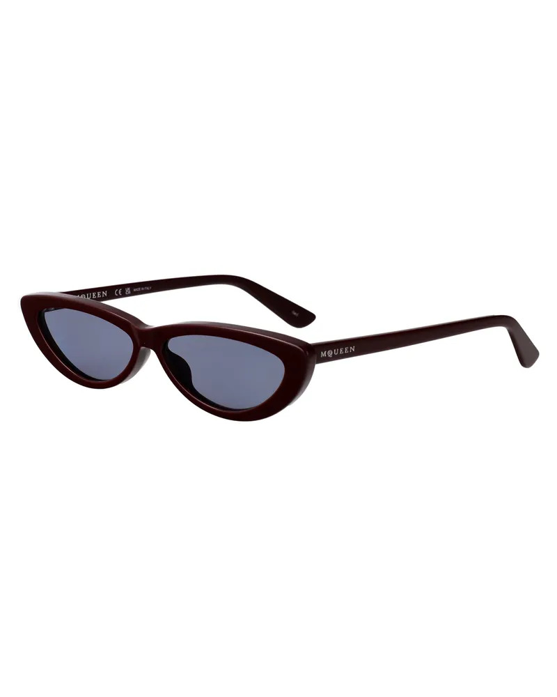Alexander McQueen AM0535S Sculptural Acetate Cat-Eye Sunglasses — Red Red