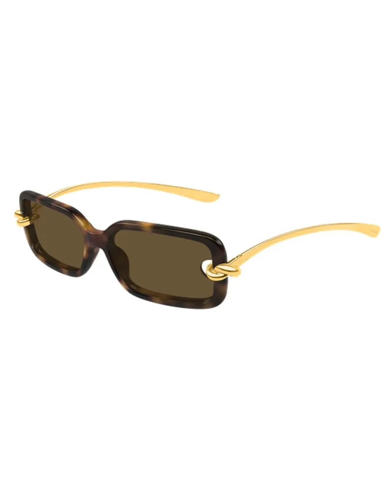 Bottega Veneta BV1439S Gold-Knot Acetate Sunglasses — Brown Brown