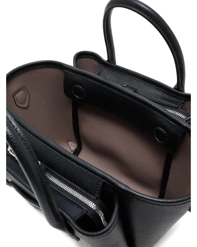 Emporio Armani Palmellato Leather Shoulder Bag — Black Black