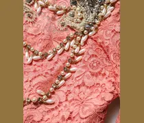 Embellished Floral Lace Mermaid Gown — Pink