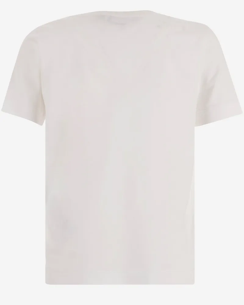 Stone Island Logo-Embroidered Cotton T-Shirt — White White