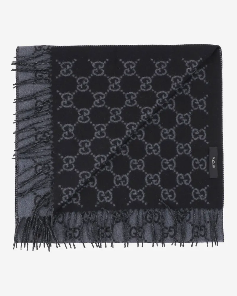 Gucci Men's Scarf Gg Cashmere Graphite-Black Graphite/black Scarfs Gray