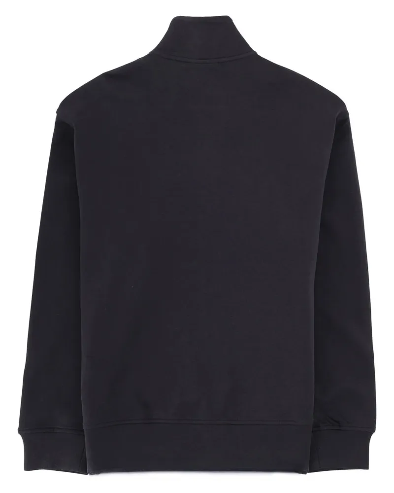 Emporio Armani Zip-Fastening Cotton-Blend Sweatshirt — Blue Blue