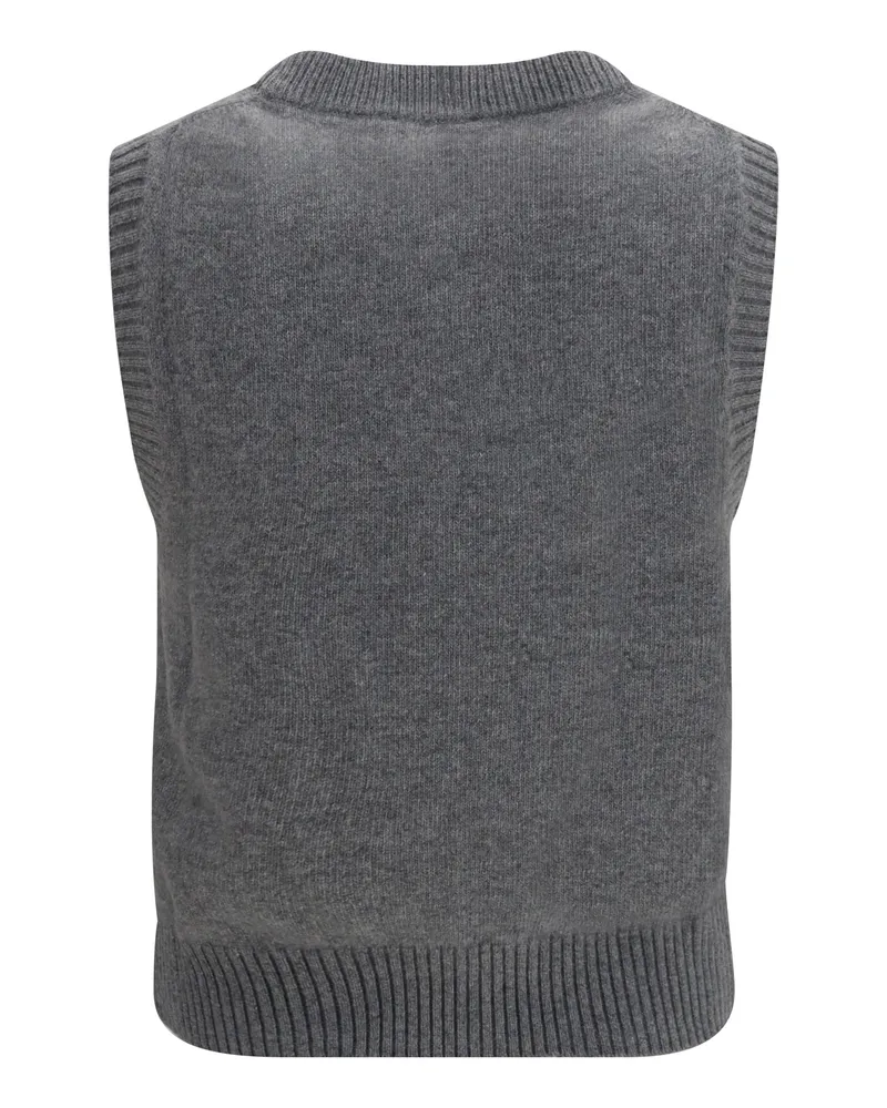 Ganni Floral Graphic Knit Tank Top — Gray Gray
