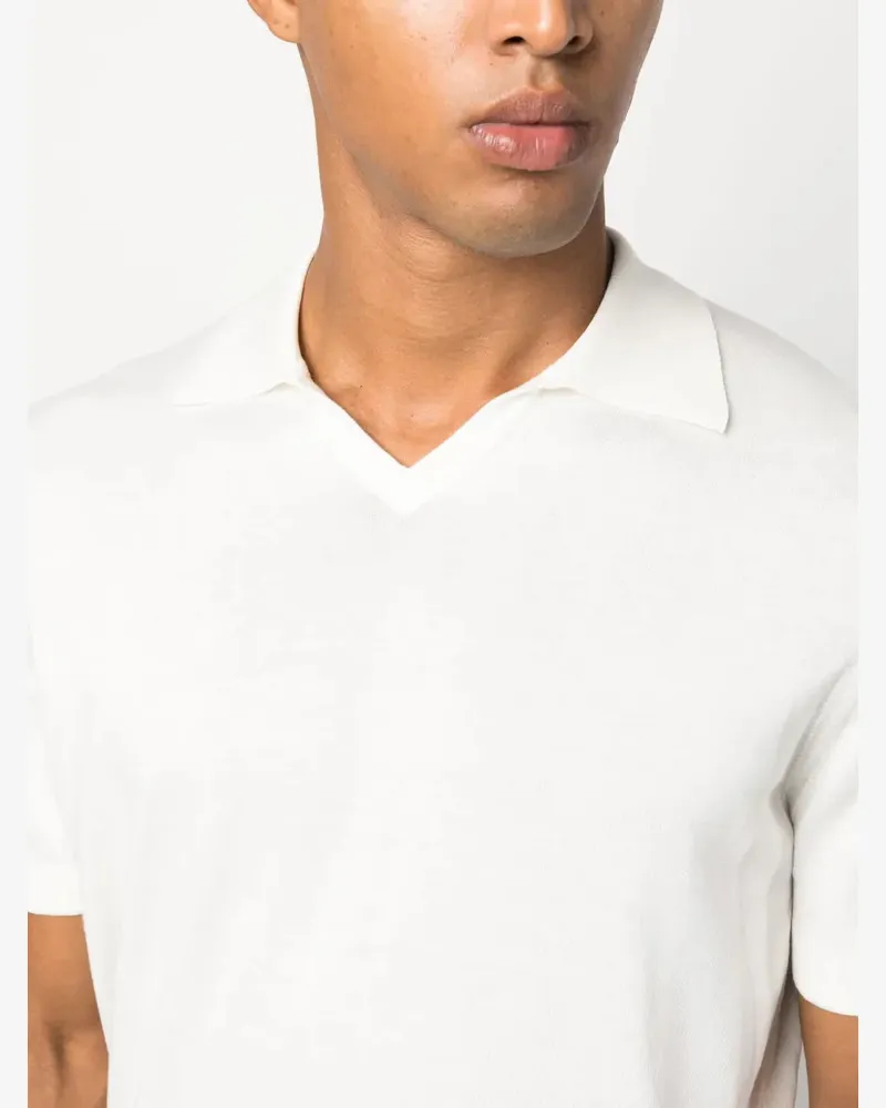 Brunello Cucinelli Men's Fine-Knit Cotton Polo Ss26 M White