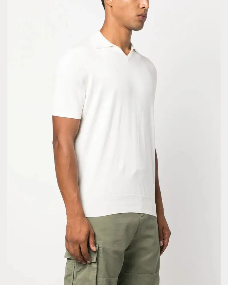 Brunello Cucinelli Men's Fine-Knit Cotton Polo Ss26 M White
