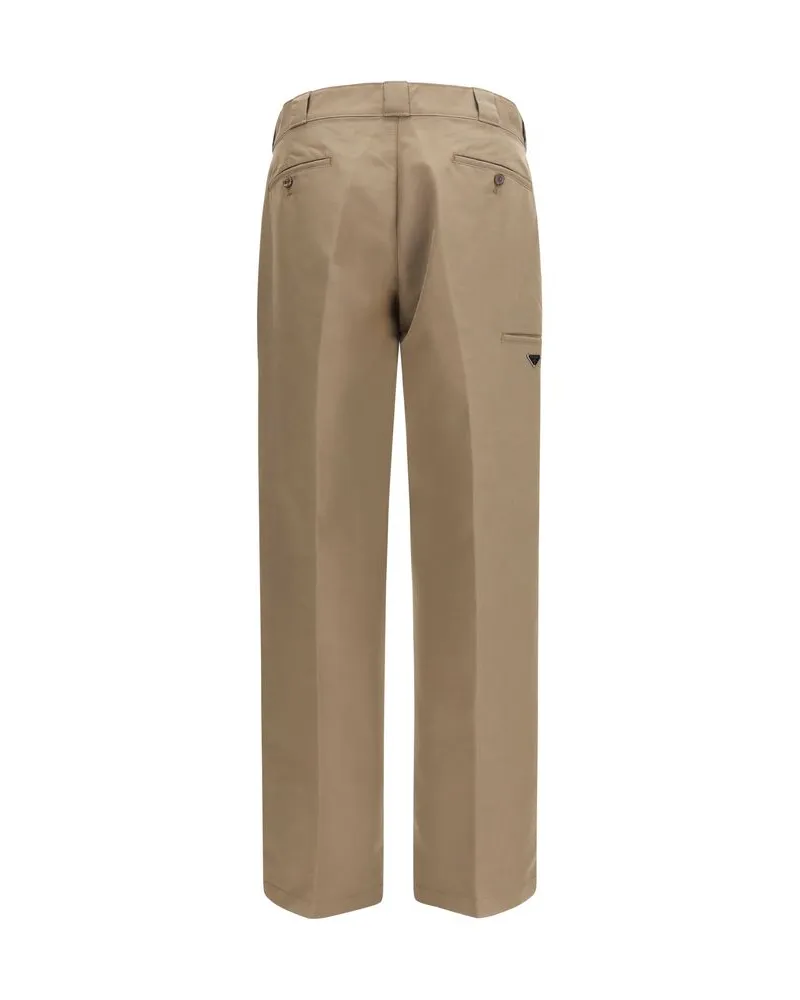 Prada Men Brown Cotton Casual Pants Brown