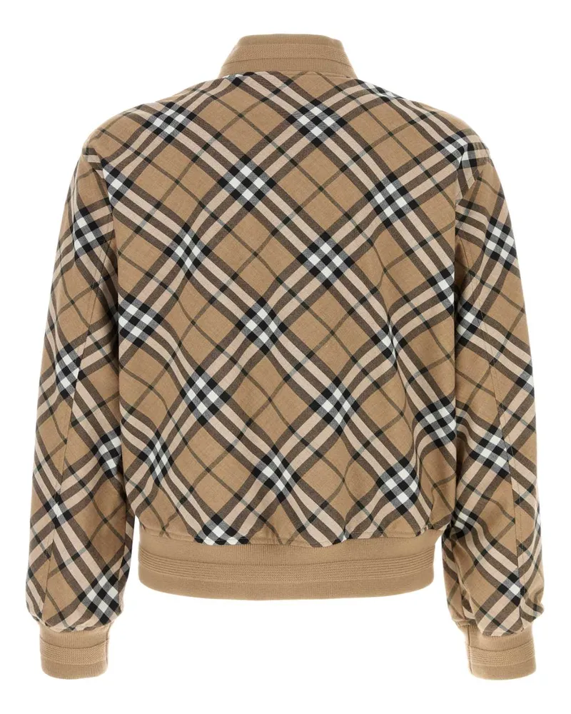 Burberry Men's Embroidered Polyester Blend Bomber Jacket Lindenipcheck Giubbini Beige