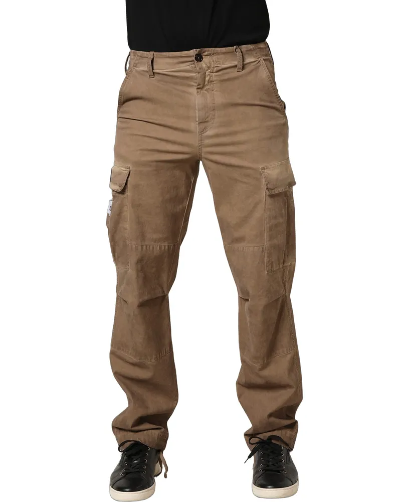 Dolce & Gabbana Men's Cotton-Elastane Cargo Pants Beige Beige