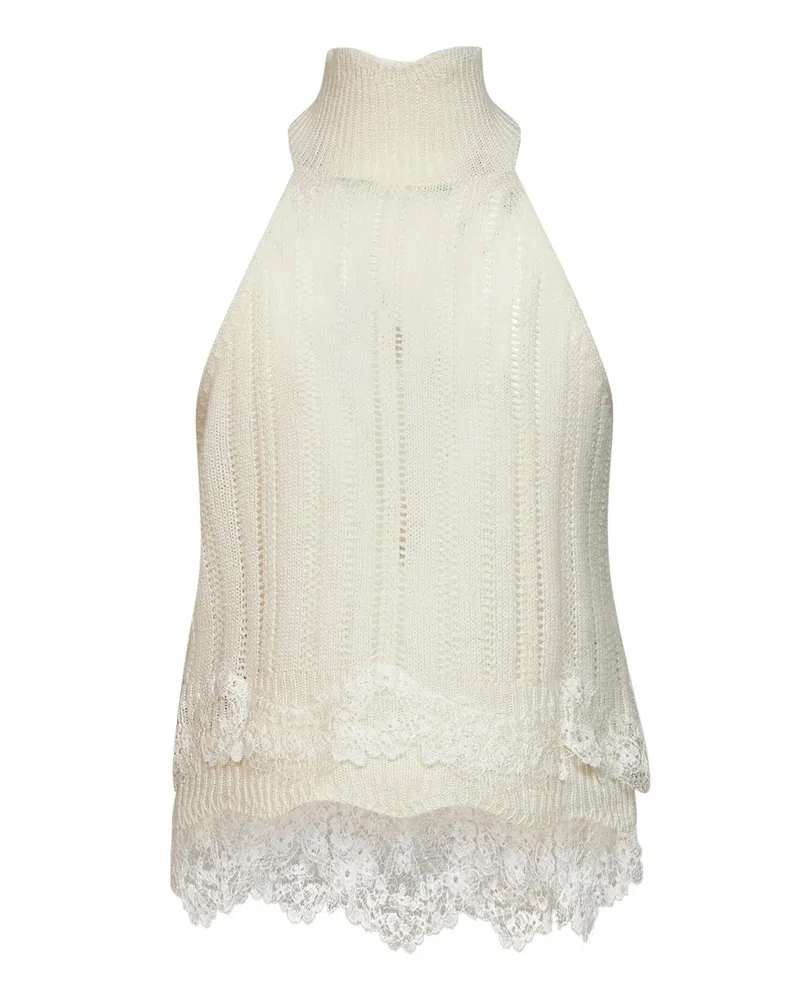 Ermanno Scervino Women's Top Pink Cashmere Valencienne Lace Tops Pink