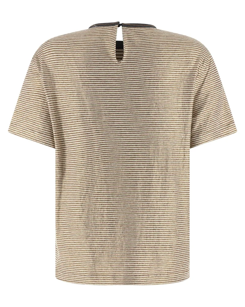 Brunello Cucinelli Women's Multicolor Linen T-Shirt Multicolor