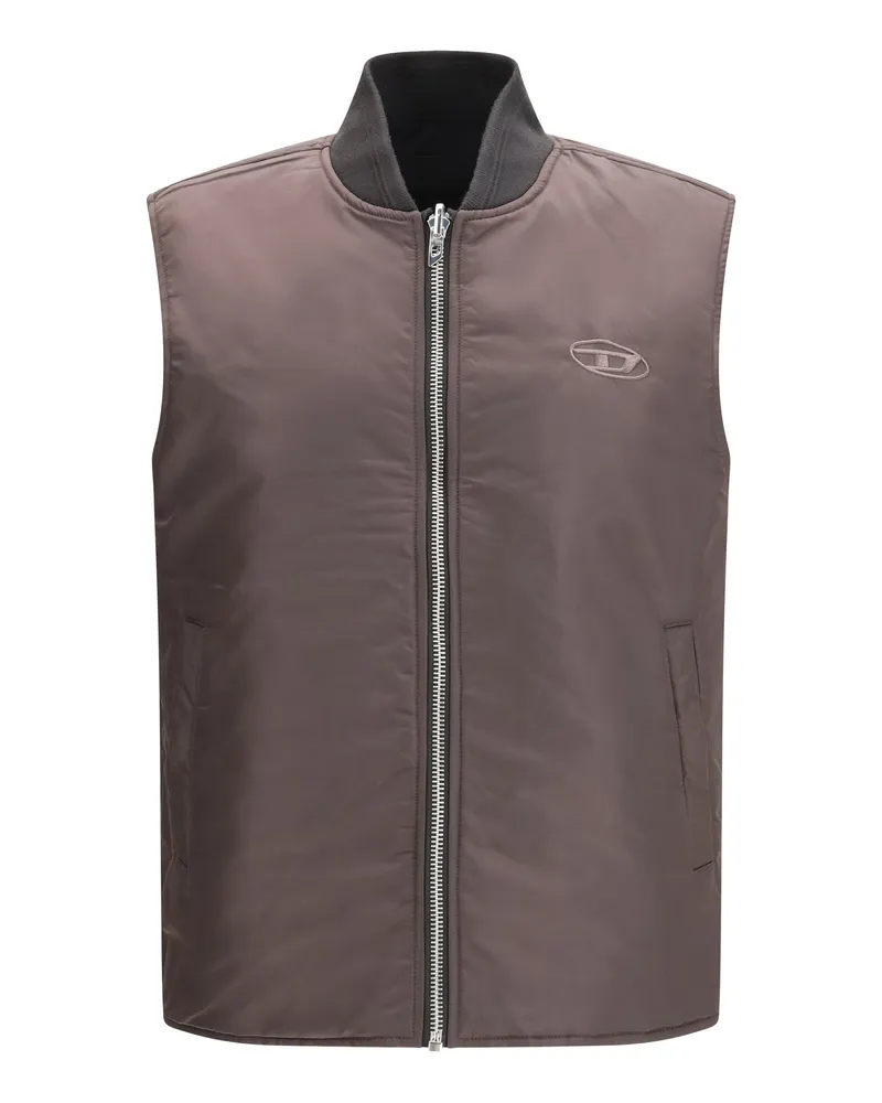 Diesel Men's Gilet W-Type-D1 Brown Polyamide Jacket Brown