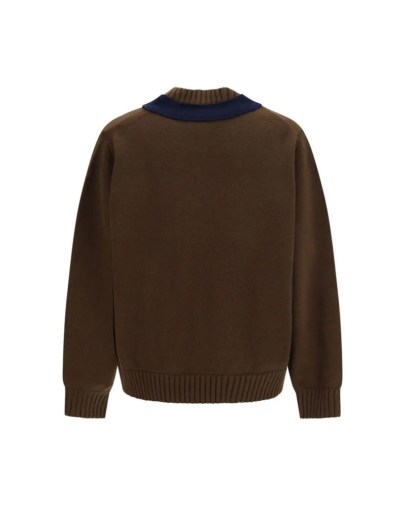 Sacai Men's Brown Wool Oves Aries Sweatshirt Clothing Brown
