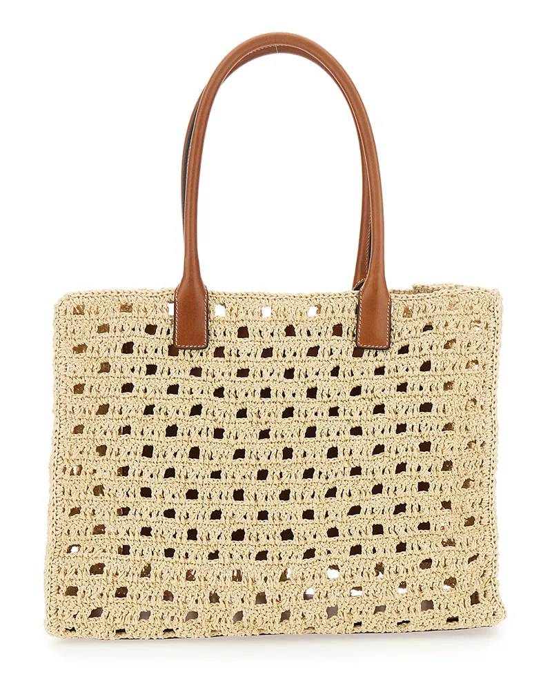 Versace Women's Tote Bag La Medusa Beige Raffia Beige