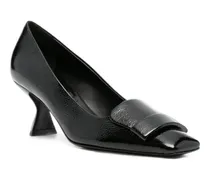 Patent Leather Square-Toe Pump — Black