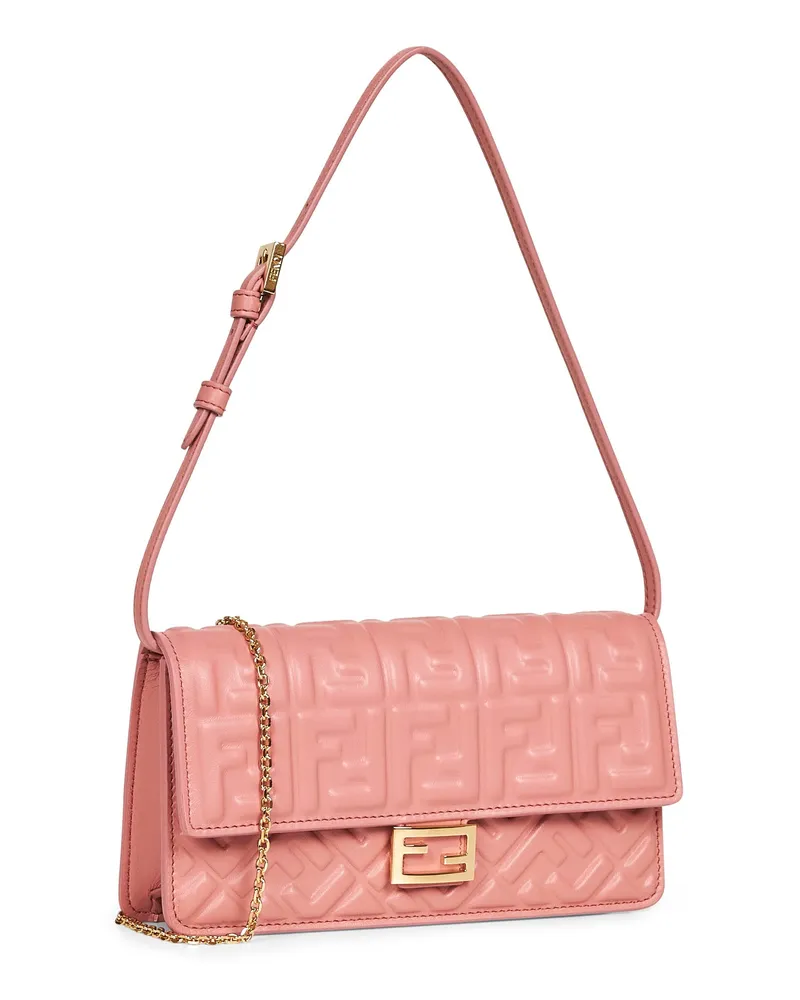 Fendi Women's Wallet On Chain Baguette Mini Bag Pink Lambskin Pink