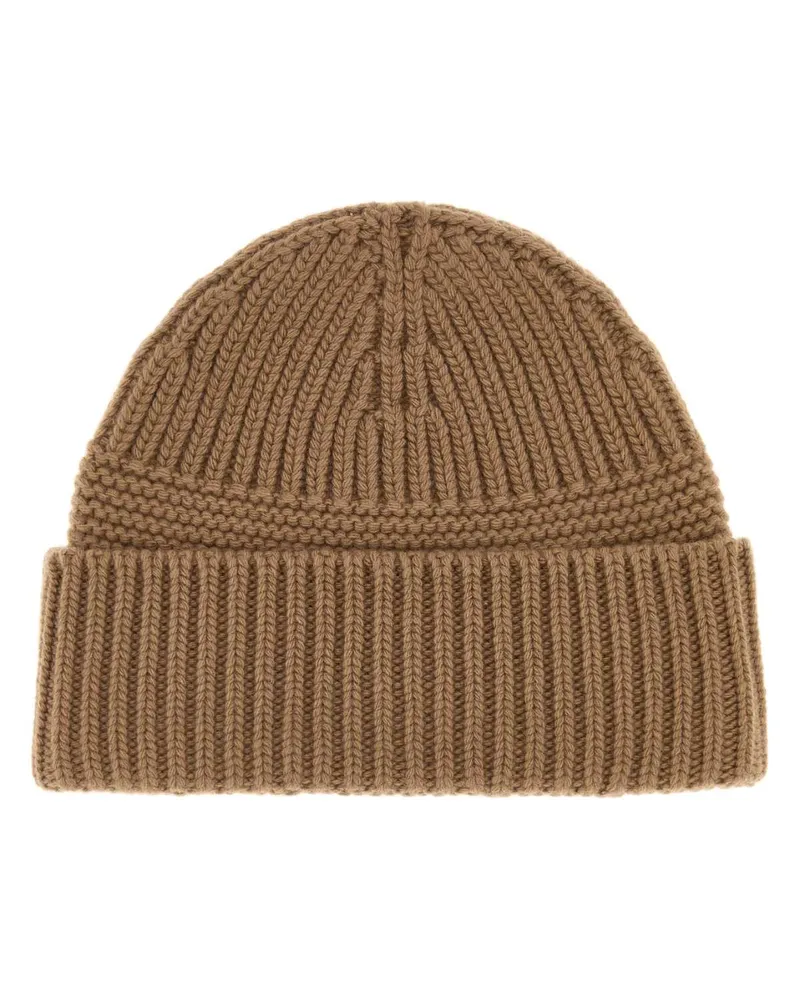 Miu Miu Women's Camel Wool Blend Beanie Hat Cammello Exterior: Cashmere Cappelli E Fasce Per Capelli Beige