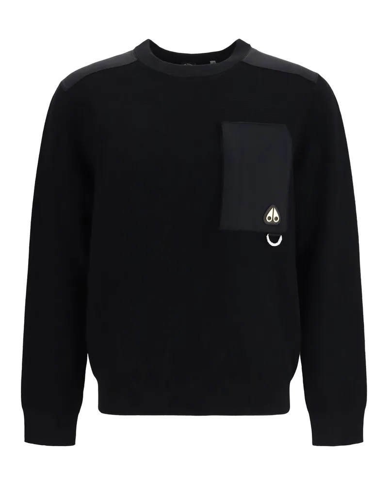 Moose Knuckles Men's Crewneck Sweater Elowan Black Nylon; Other Fibres Sweatshirts Black