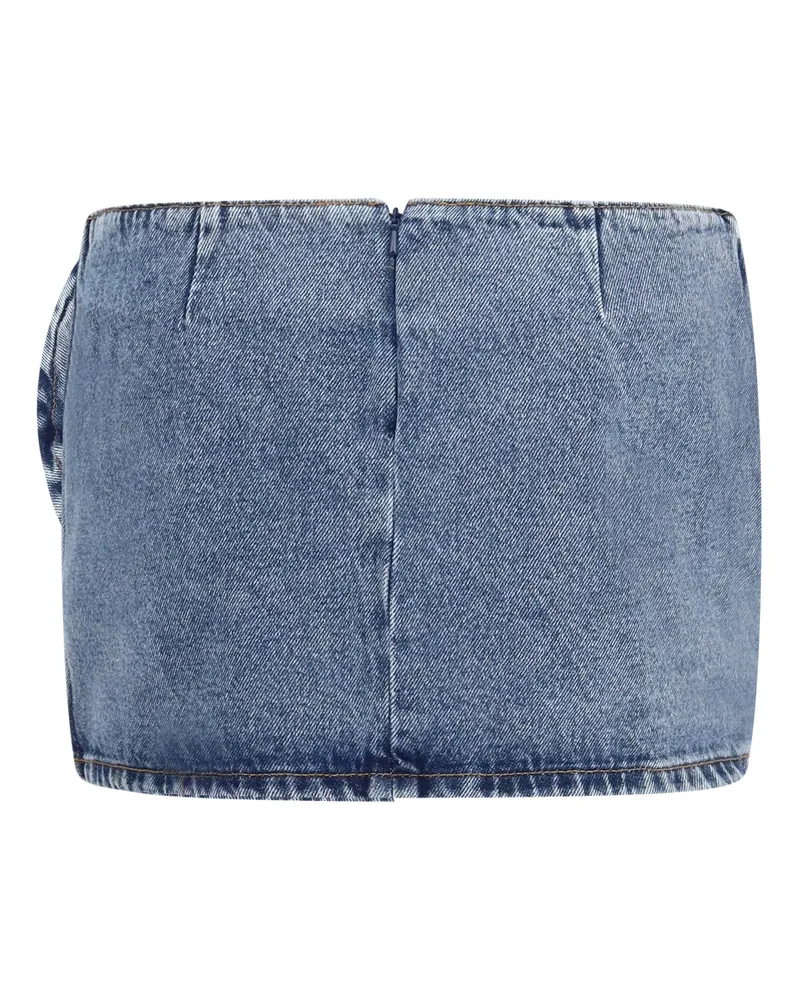 Magda Butrym Women's Twisted Floral Denim Mini Skirt Dark Blue Cotton Blue