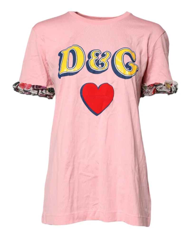 Dolce & Gabbana Women Logo-Print Cotton T-Shirt Pink Silk Pink