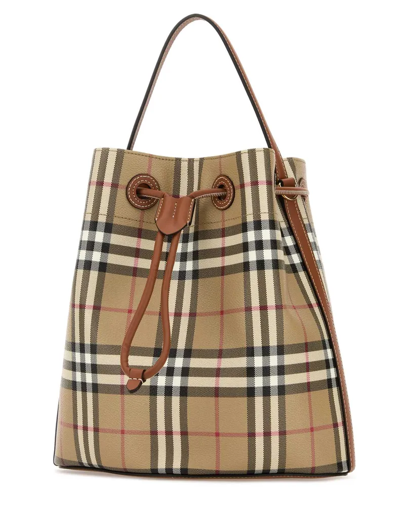 Burberry Unisex Printed Canvas Check Bucket Bag Vntg Chk-Briar Brown Borse A Secchiello Chk/briar Brown