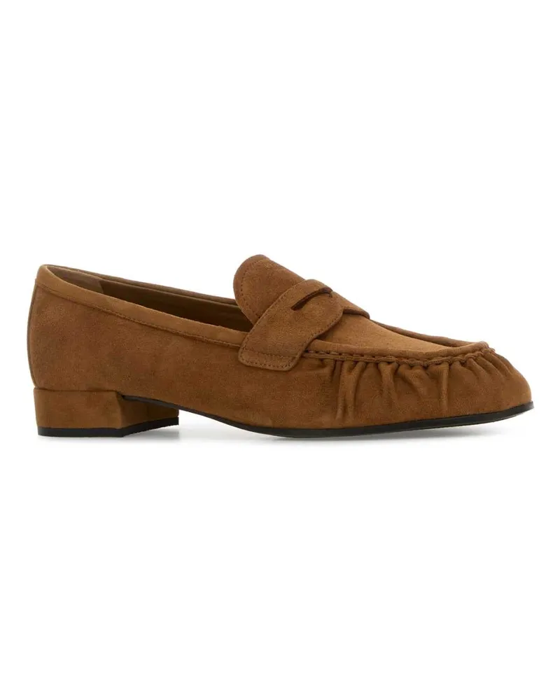 Prada Women's Camel Suede Loafers Cannella Mocassini Brown