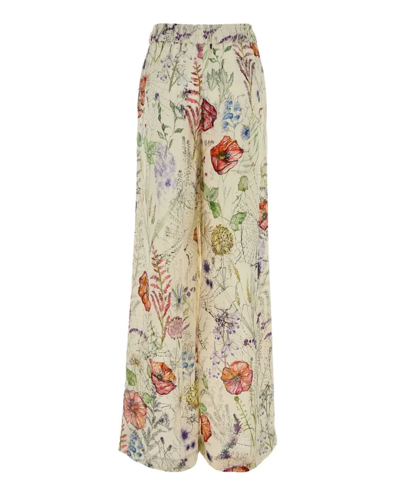 Alexander McQueen Women's Printed Crepe Pyjamas Pant Ivory Exterior: Viscose Pantaloni Ivory