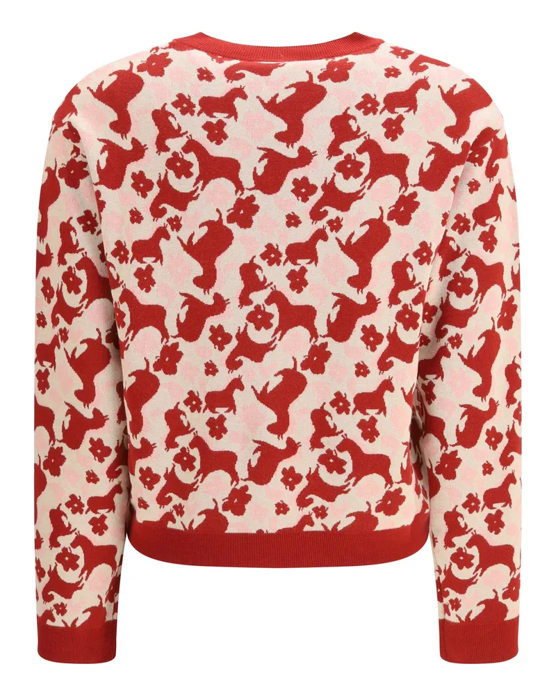 Max Mara Women's Jacquard Viscose Crewneck Sweater Rosso Viscose; Elastane Red