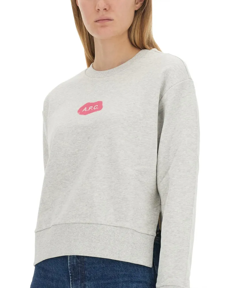 A.P.C. Logo-Embroidered Cotton Sweatshirt — Gray Gray