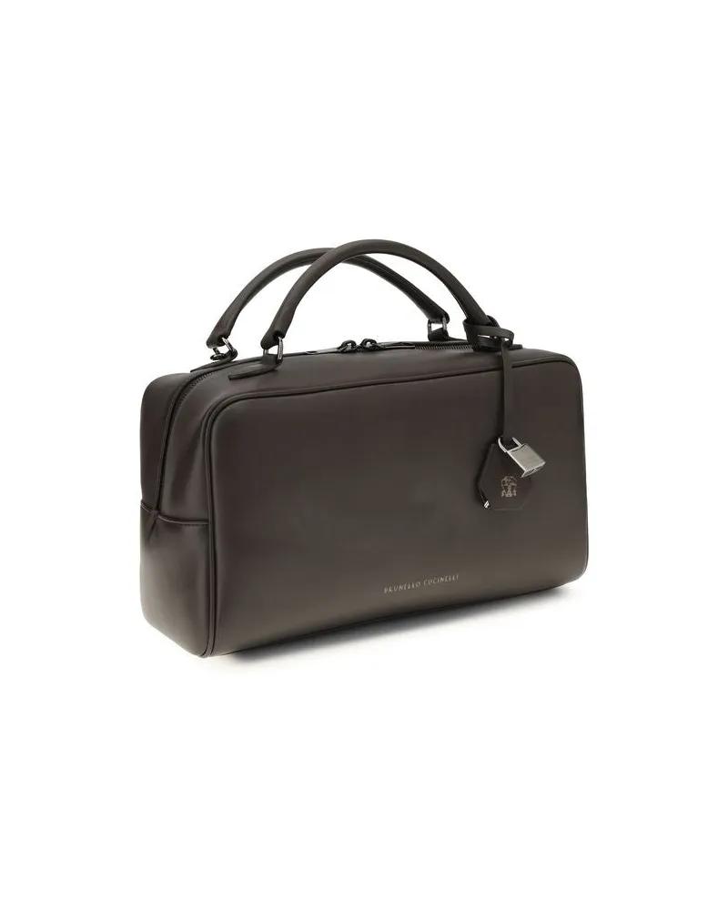 Brunello Cucinelli Women's Brown Calf Leather Bos Taurus Handbag Bag Brown