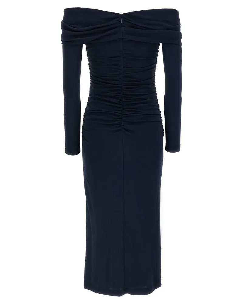 Carolina Herrera New York Off-Shoulder Ruched Dress — navy Navy