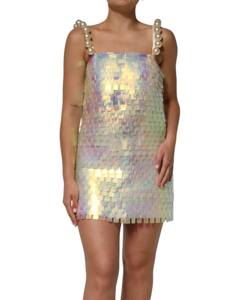 Dolce & Gabbana Women Multicolor Sequin Holographic Mini Dress Polyester Multicolor