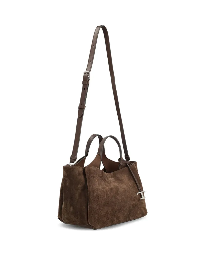 TOD'S Calf Suede Tote Bag — Brown Brown