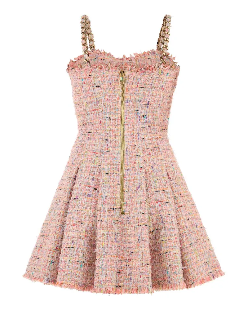 Balmain Women's Multicolor Tweed Mini Dress Multicolore Short Pink