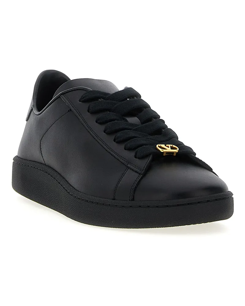 Valentino Garavani Men's Black Calfskin Low Top Sneakers Black