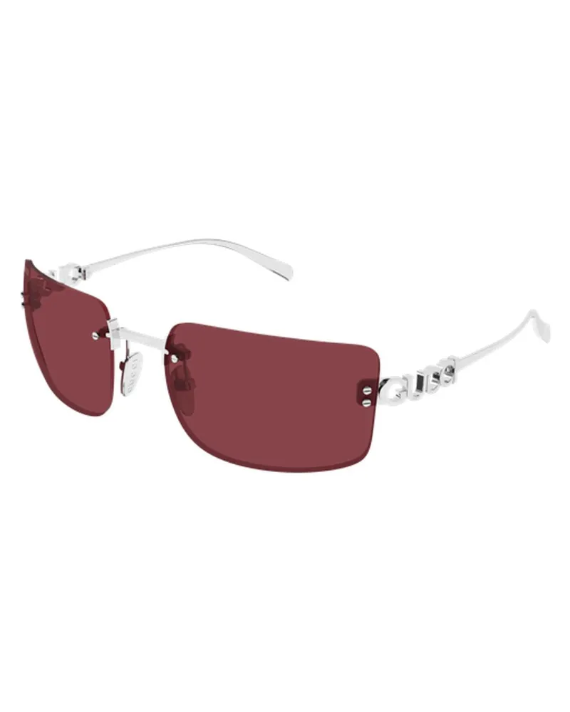 Gucci GG2038S002 Rimless Rectangle Sunglasses — Silver Silver