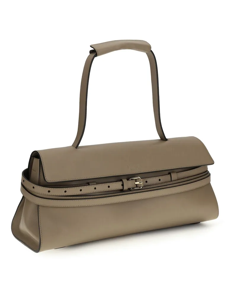 Moschino Women's Tie Me Shoulder Bag Beige Calf Leather Bos Taurus Beige