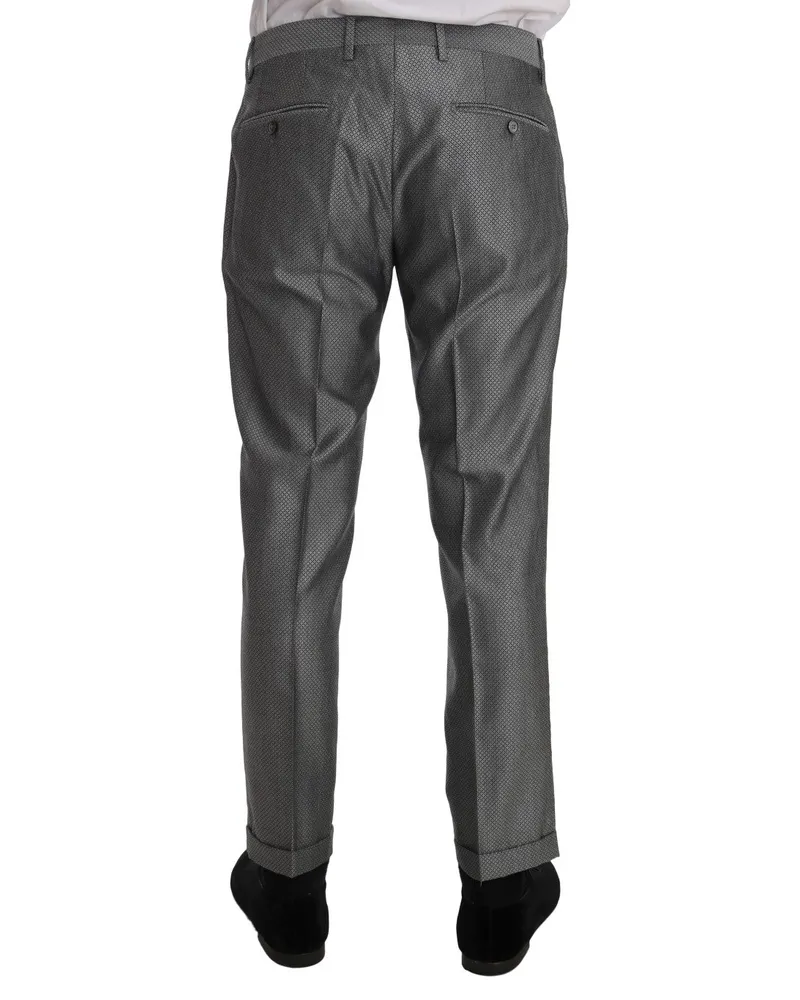 Dolce & Gabbana Men's Black Stretch Crystal Bee Slim Fit Suit Wool Black