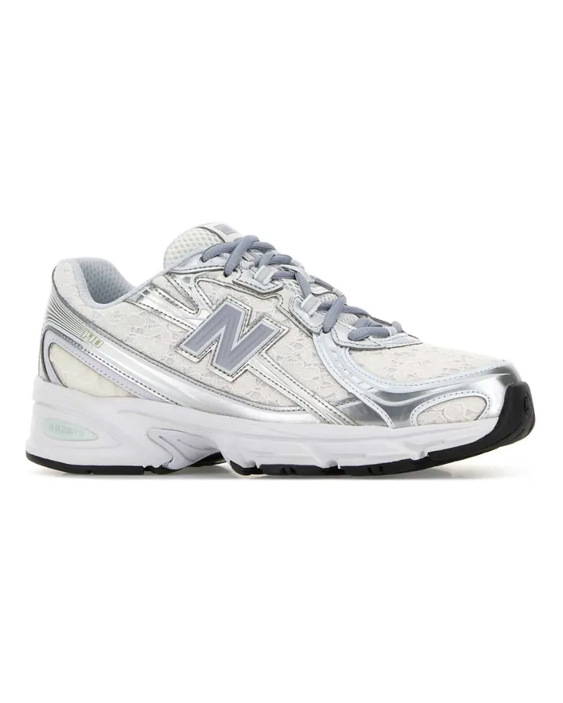 New Balance Two-Tone Lace and Rubber Sneakers — Silver Silver