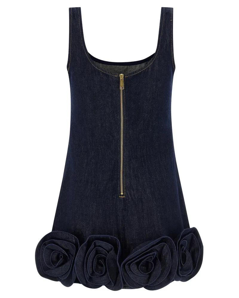 Self-Portrait 3D Flower Denim Dress — Indigo Indigo
