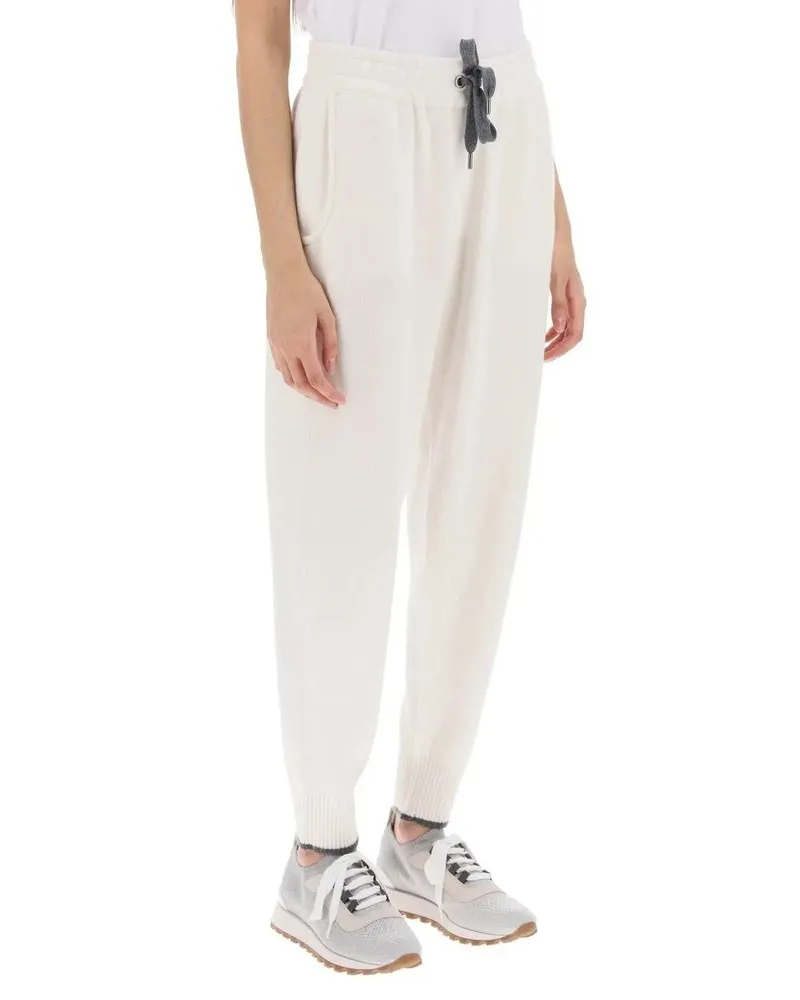 Brunello Cucinelli Women White Cashmere Casual Pants White