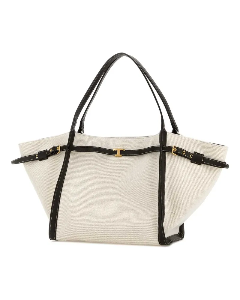 TOD'S Women's Tim Shopping Shoulder Bag White Fabric White